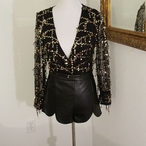 Faux Leather Tulip Hem Shorts